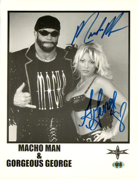 Macho Man Randy Savage & Gorgeous George signed 8x10 Photo