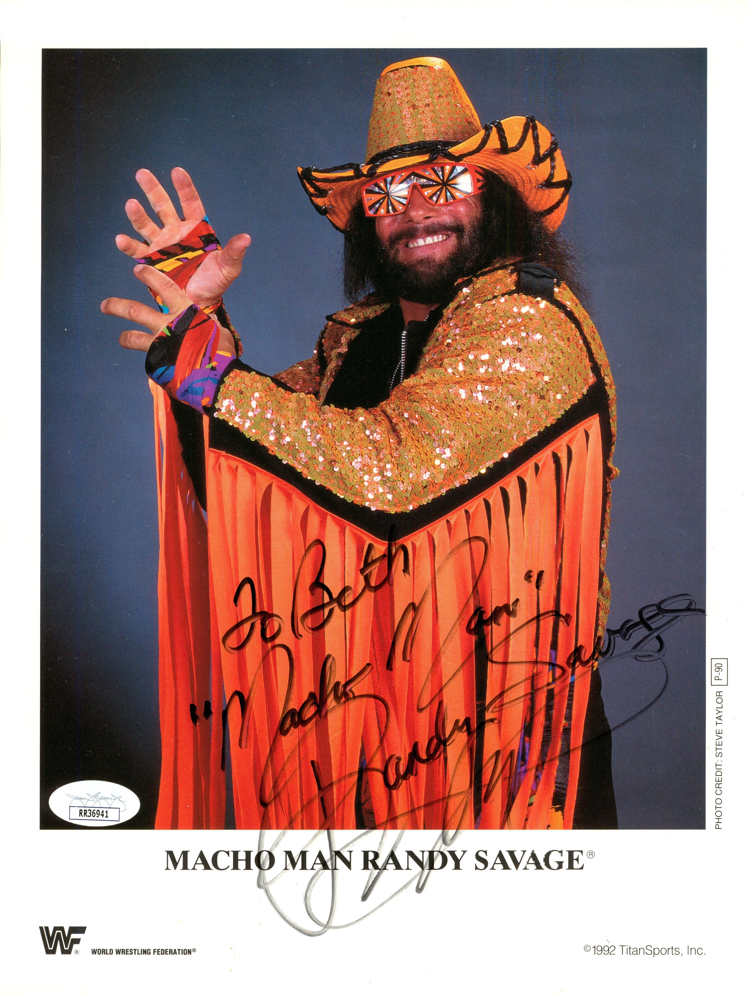 Mach Man Randy Cabbage Photo 8x10 signée par Macho Man Randy Savage (avec JSA) – Signed By ...
