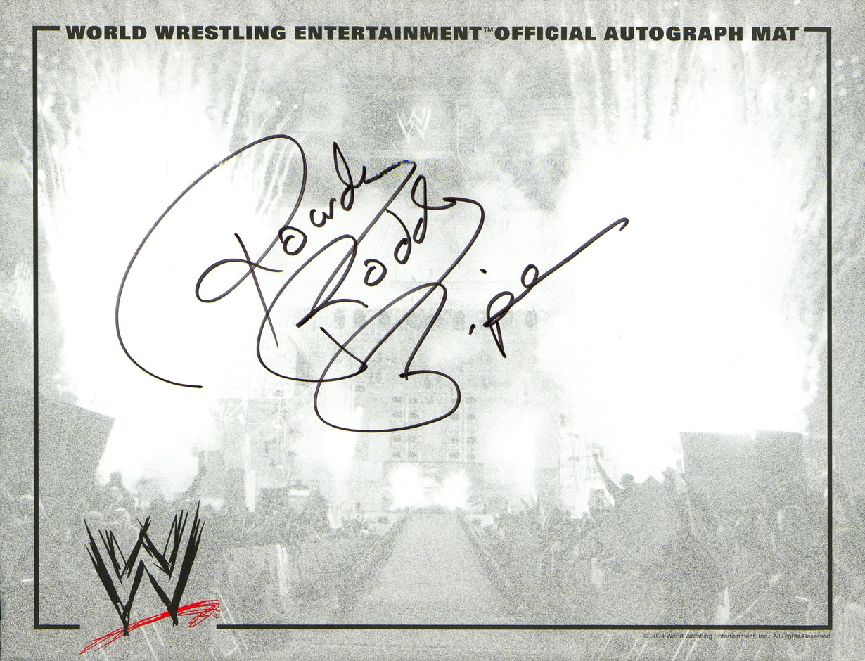 Rowdy Roddy Piper signed Autograph Mat – Signed By Superstars