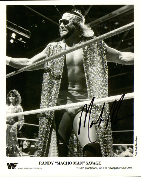 Mega Powers Hulk Hogan Macho Man Randy Savage WWF Unsigned 8x10 photo