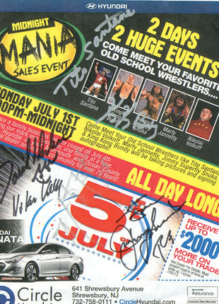 Tito Santana, King Kong Bundy, Nikolai Volkoff, Jimmy Snuka & Doink signed Flyer