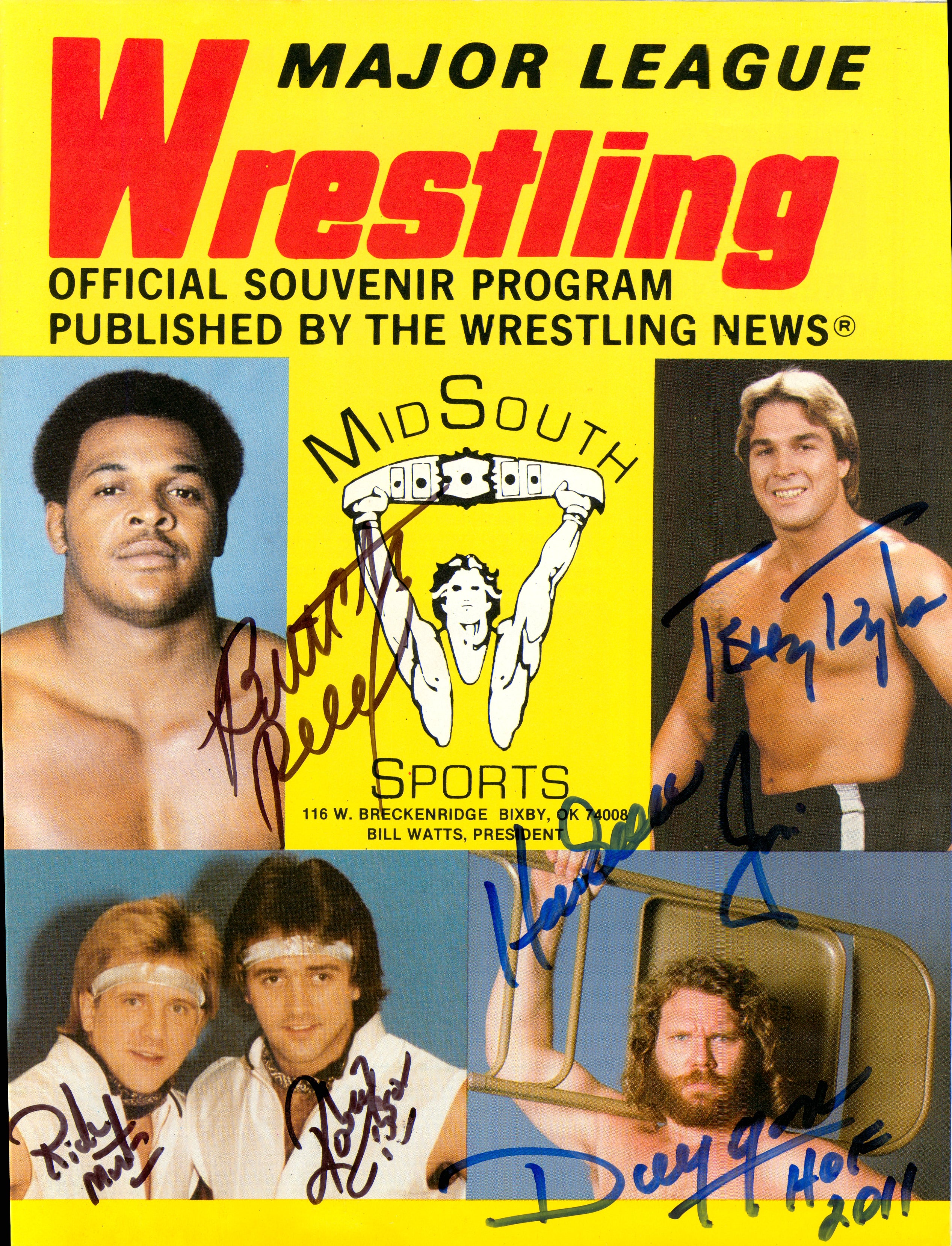Butch Reed Rookie Card Butch Reed, Jim Duggan, Terry Taylor, Robert Gibson & Ricky Morton sig ...