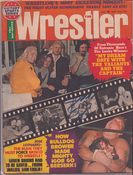 Captain Lou Albano signed The Wrestler Magazine September 1975 (w/ JSA)