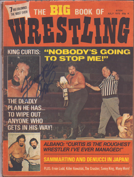 Captain Lou Albano signed Big Book of Wrestling Magazine July 1972 (w/ JSA)