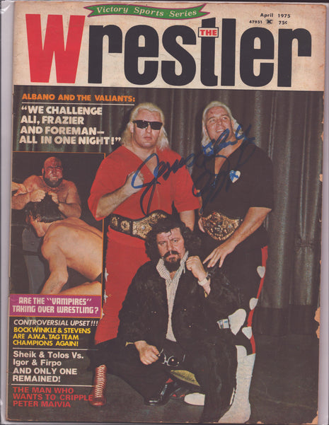 Captain Lou Albano signed The Wrestler Magazine April 1975 (w/ JSA)