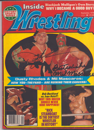 Dusty Rhodes & Mil Mascaras signed Inside Wrestling Magazine September 1978 (w/ JSA)