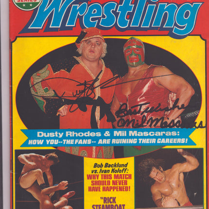 Dusty Rhodes & Mil Mascaras signed Inside Wrestling Magazine September 1978 (w/ JSA)