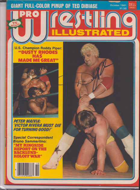 Dusty Rhodes signed Pro Wrestling Illustrated Magazine October 1981 (w/ JSA)