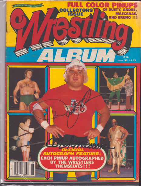 Mil Mascaras & Dusty Rhodes signed Wrestling Album Magazine 1978 (w/ JSA)