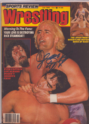 Captain Lou Albano signed Sports Review Wrestling Magazine July 1982 (w/ JSA)