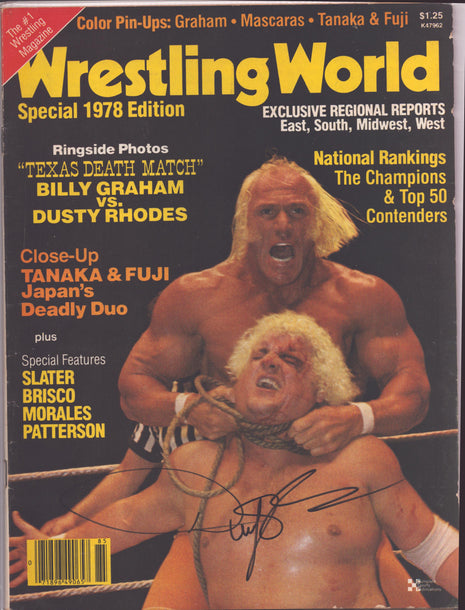 Dusty Rhodes signed Wrestling World Magazine 1978 (w/ JSA)