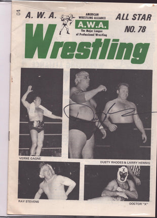 Dusty Rhodes signed AWA Wrestling Program No. 78 (w/ JSA)