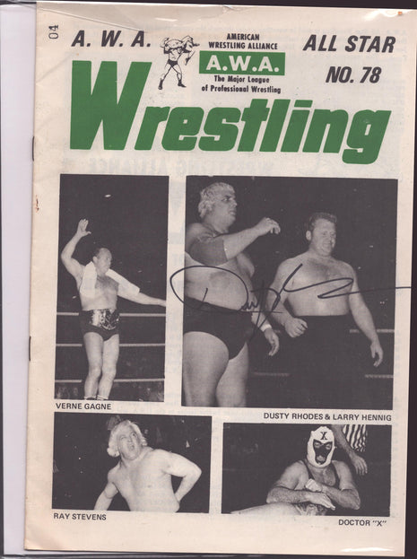 Dusty Rhodes signed AWA Wrestling Program No. 78 (w/ JSA)