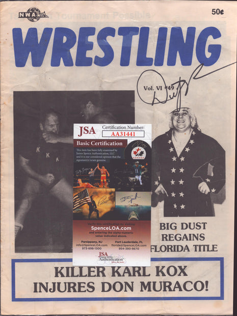 Dusty Rhodes signed NWA Wrestling Program (w/ JSA)