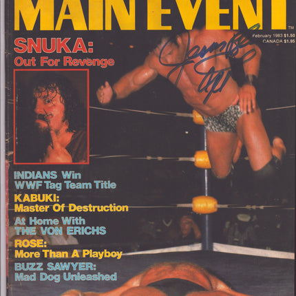 Captain Lou Albano signed Wrestling's Main Event Magazine February 1983 (w/ JSA)