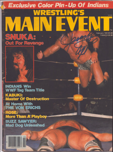 Captain Lou Albano signed Wrestling's Main Event Magazine February 1983 (w/ JSA)