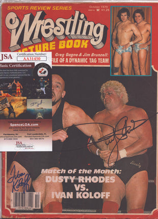 Dusty Rhodes & Ivan Koloff signed Wrestling Picture Book October 1979 (w/ JSA)