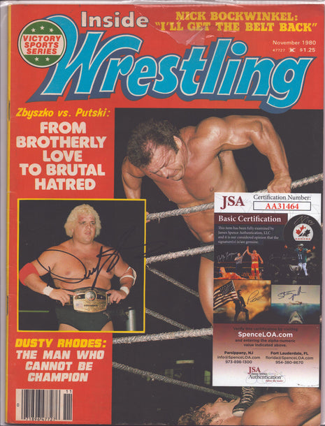 Dusty Rhodes signed Inside Wrestling Magazine November 1980 (w/ JSA)