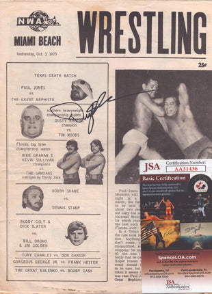 Dusty Rhodes signed NWA Wrestling Program 10/3/73 (w/ JSA)