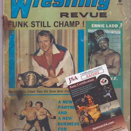 Dusty Rhodes signed Wrestling Revue Magazine October 1972 (w/ JSA)