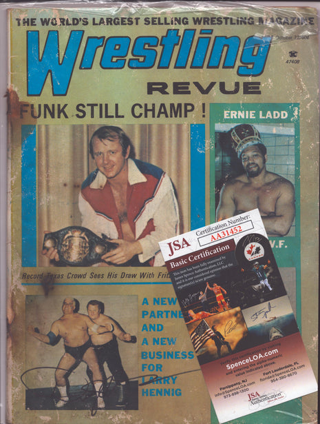 Dusty Rhodes signed Wrestling Revue Magazine October 1972 (w/ JSA)