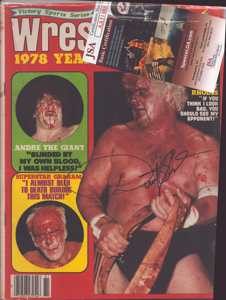 Dusty Rhodes signed 1978 Year in Review Magazine (w/ JSA)