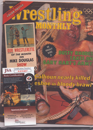 Dusty Rhodes signed Wrestling Monthly Magazine June 1975 (w/ JSA)