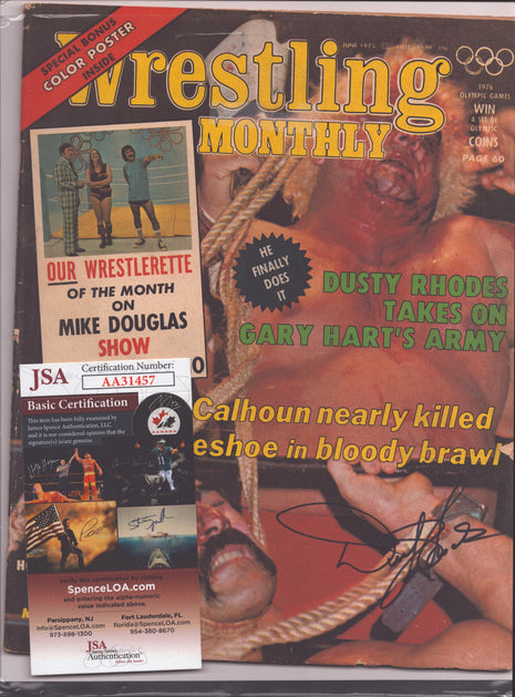 Dusty Rhodes signed Wrestling Monthly Magazine June 1975 (w/ JSA)