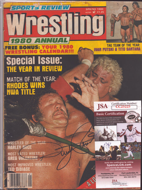 Dusty Rhodes signed Sports Review Wrestling Magazine Spring 1980 (w/ JSA)