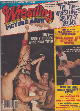 Dusty Rhodes signed Wrestling Picture Book Spring 1980 (w/ JSA)