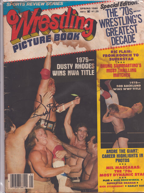 Dusty Rhodes signed Wrestling Picture Book Spring 1980 (w/ JSA)