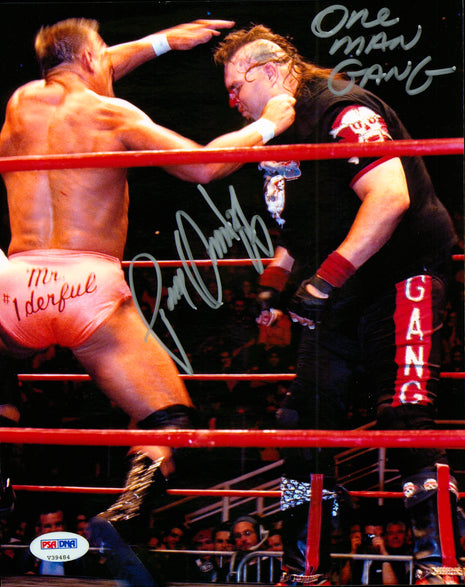 One Man Gang & Paul Orndorff dual signed 8x10 Photo (w/ PSA)