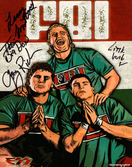 Tracy Smothers, Tommy Rich & Little Guido triple signed 8x10 Photo