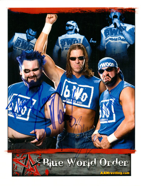 bWo - Stevie Richards, Nova & Blue Meanie triple signed 8x10 Photo