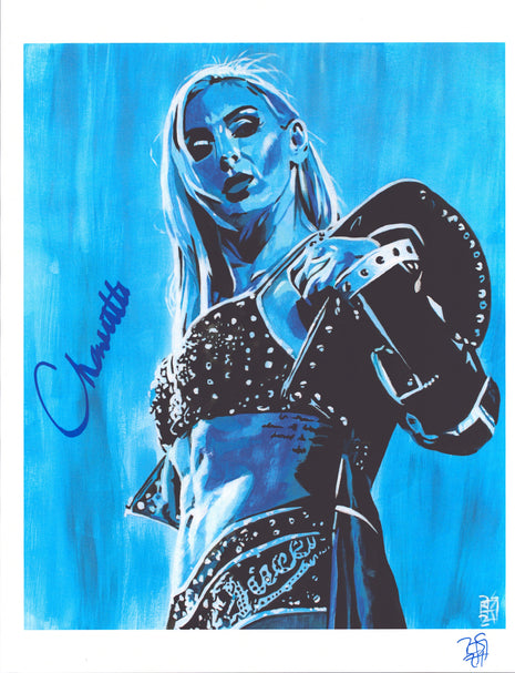 Charlotte Flair signed 11x14 Schamberger Art