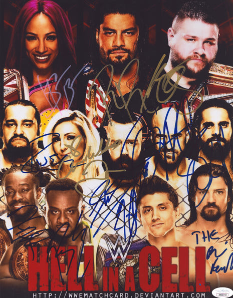 WWE Hell in Cell multi-signed 11x14 Photo (w/ JSA)