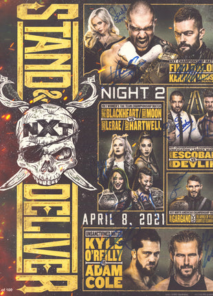 Póster de 11 x 14 pulgadas con múltiples firmas de WWE NXT Stand &amp; Deliver Noche 1 y Noche 2 (con certificado de autenticidad de WWE)