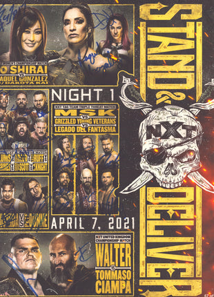 Póster de 11 x 14 pulgadas con múltiples firmas de WWE NXT Stand &amp; Deliver Noche 1 y Noche 2 (con certificado de autenticidad de WWE)