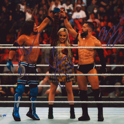 Liv Morgan, AJ Styles & Finn Balor triple signed 11x14 Photo (w/ WWE COA)