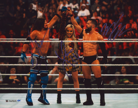 Liv Morgan, AJ Styles & Finn Balor triple signed 11x14 Photo (w/ WWE COA)
