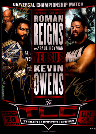 Roman Reigns, Paul Heyman & Kevin Owens triple signed 11x14 Photo (w/ WWE COA)
