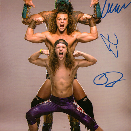 Luchasaurus, Marko Stunt & Jungle Boy triple signed 8x10 Photo