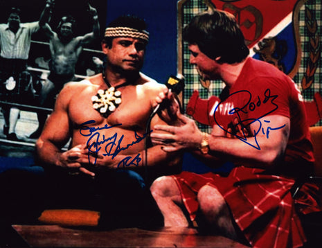 Rowdy Roddy Piper & Jimmy Snuka dual signed 11x14 Photo