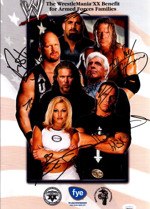 Steve Austin, Kevin Nash, Bill Goldberg, Triple H, Shawn Michaels, Ric Flair, Trish Stratus multi-signed 11x17 Photo (w/ JSA)