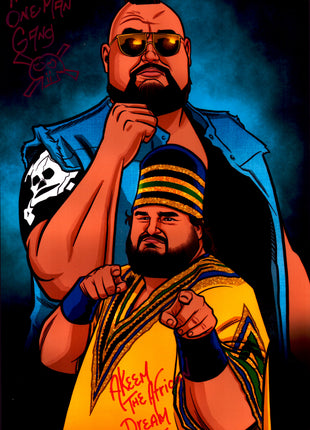 One Man Gang & Akeem dual signed 11x17 Photo
