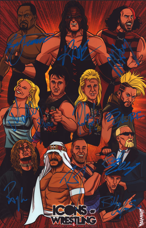 Icons of Wrestling multi-signed 11x17 Photo