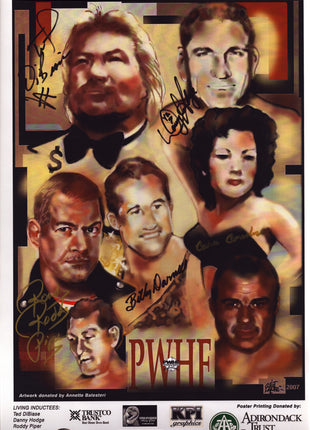 Rowdy Roddy Piper, Danny Hodge, Ted DiBiase, Cora Combs & Billy Darnell multi-signed 11x17 Photo