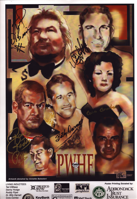 Rowdy Roddy Piper, Danny Hodge, Ted DiBiase, Cora Combs & Billy Darnell multi-signed 11x17 Photo