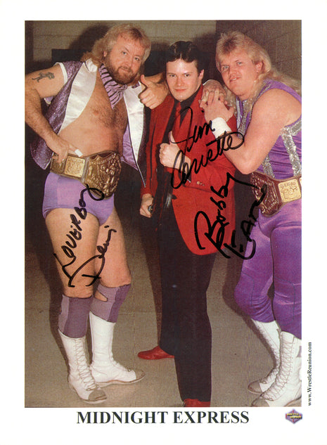Midnight Express - Jim Cornette, Bobby Eaton & Dennis Condrey triple signed 8x10 Photo
