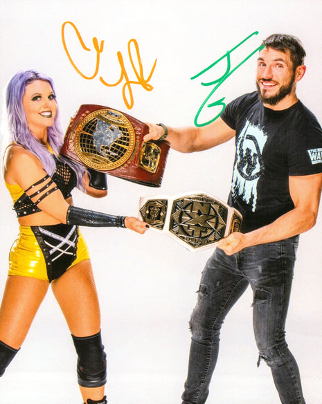 Johnny Gargano & Candice LeRae dual signed 8x10 Photo